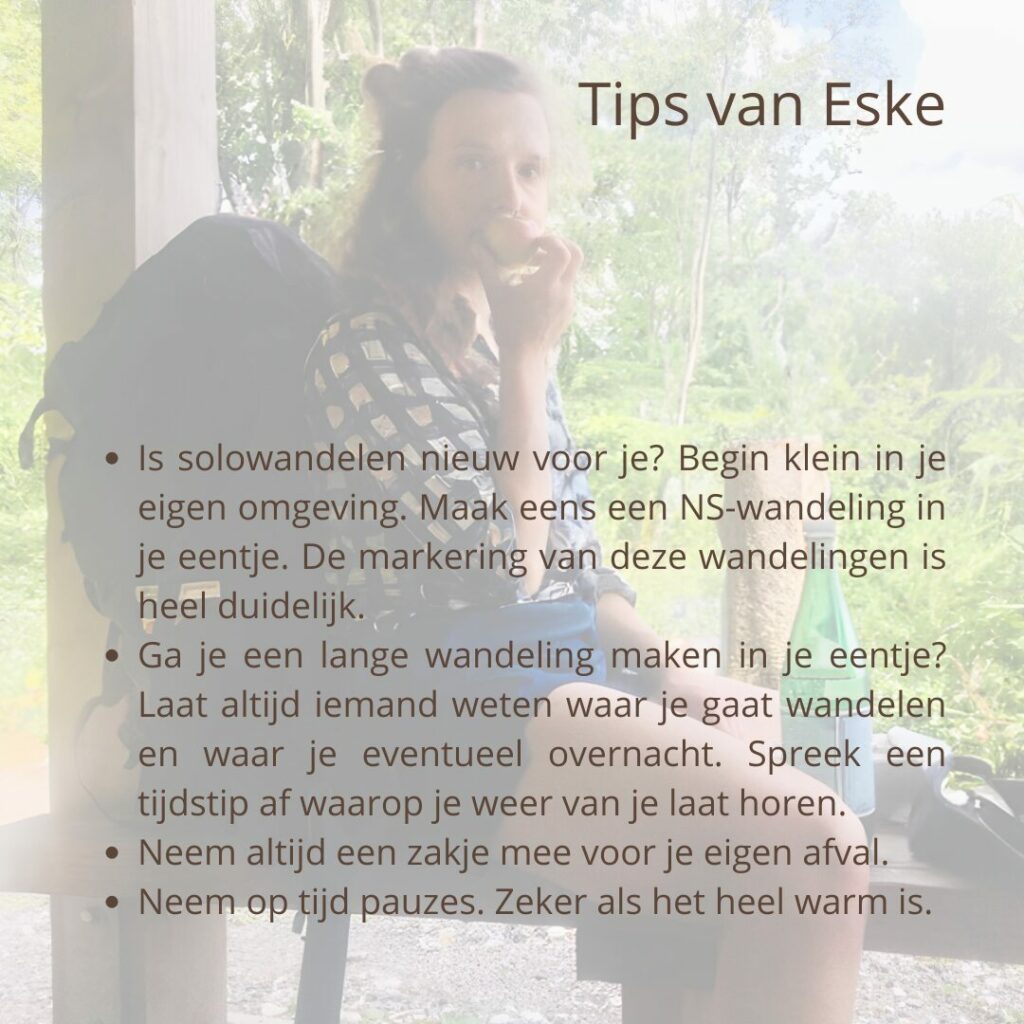 Eske geeft tips voor solowandelaars om te gaan solowandelen 