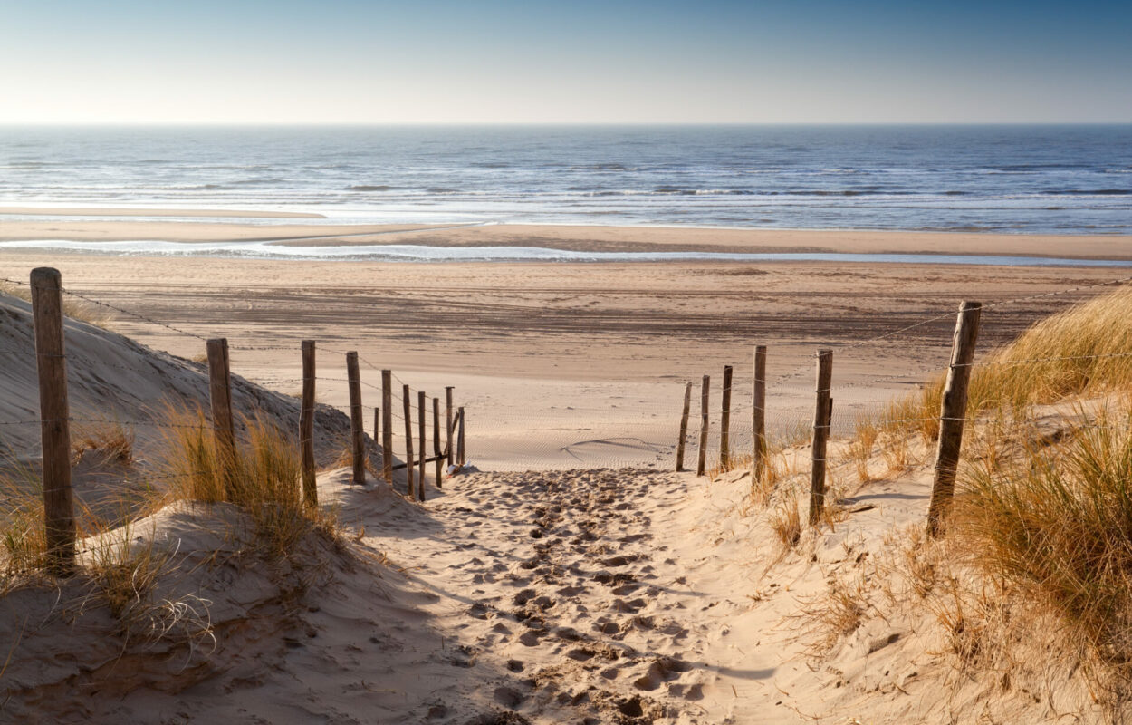 Sand,Path,To,North,Sea,At,Sunset,,Netherlands